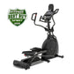 Black Spirit XE395 elliptical machine with digital console, foot pedals, and handlebar arms on white background
