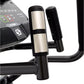 Spirit XE795 elliptical machine handlebar detail showing stainless steel and black grip with console in background