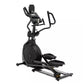 Black Spirit XE795 elliptical machine with digital console, dual handles, and foot pedals on white background