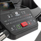 Spirit XT185 treadmill console with black panel, red and green buttons, digital display showing workout metrics, and tablet h