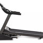 Black Spirit XT285 treadmill with curved console and handrails on white background