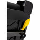 Black treadmill with yellow side handles and textured running belt, displayed at an angle on white background