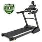 Spirit XT385 black treadmill with digital console, tablet holder, and handlebars on white background