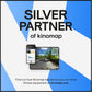 Kinomap Silver Partner badge with app screenshot on phone and tablet