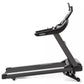 Black Spirit XT685 treadmill with gray accents, cushioned running deck, digital console, and upright handrail on white backgr