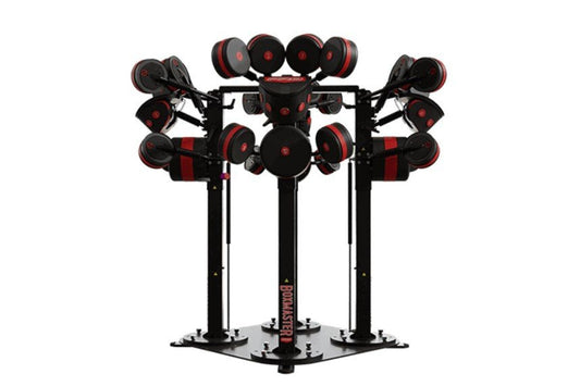 Black and red weight training machine