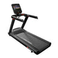 Black Star Trac 4TR treadmill with digital console display, cushioned running deck, and red accent details on white backgroun