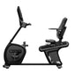 Star Trac 8RB black recumbent exercise bike with digital display and adjustable seat on white background