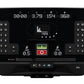 Star Trac 8TR treadmill console display with digital metrics, numeric keypads on sides, and central control buttons on black 