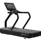 Star Trac 8TRx black treadmill with digital display console and curved handles on white background