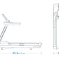 Freemotion t10.9b REFLEX treadmill with 66-inch height and 87.7-inch length, shown in technical line drawing with front and t