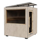 Thermasol Solaris outdoor sauna with light wood exterior, large window, entry door, and black metal roof panel