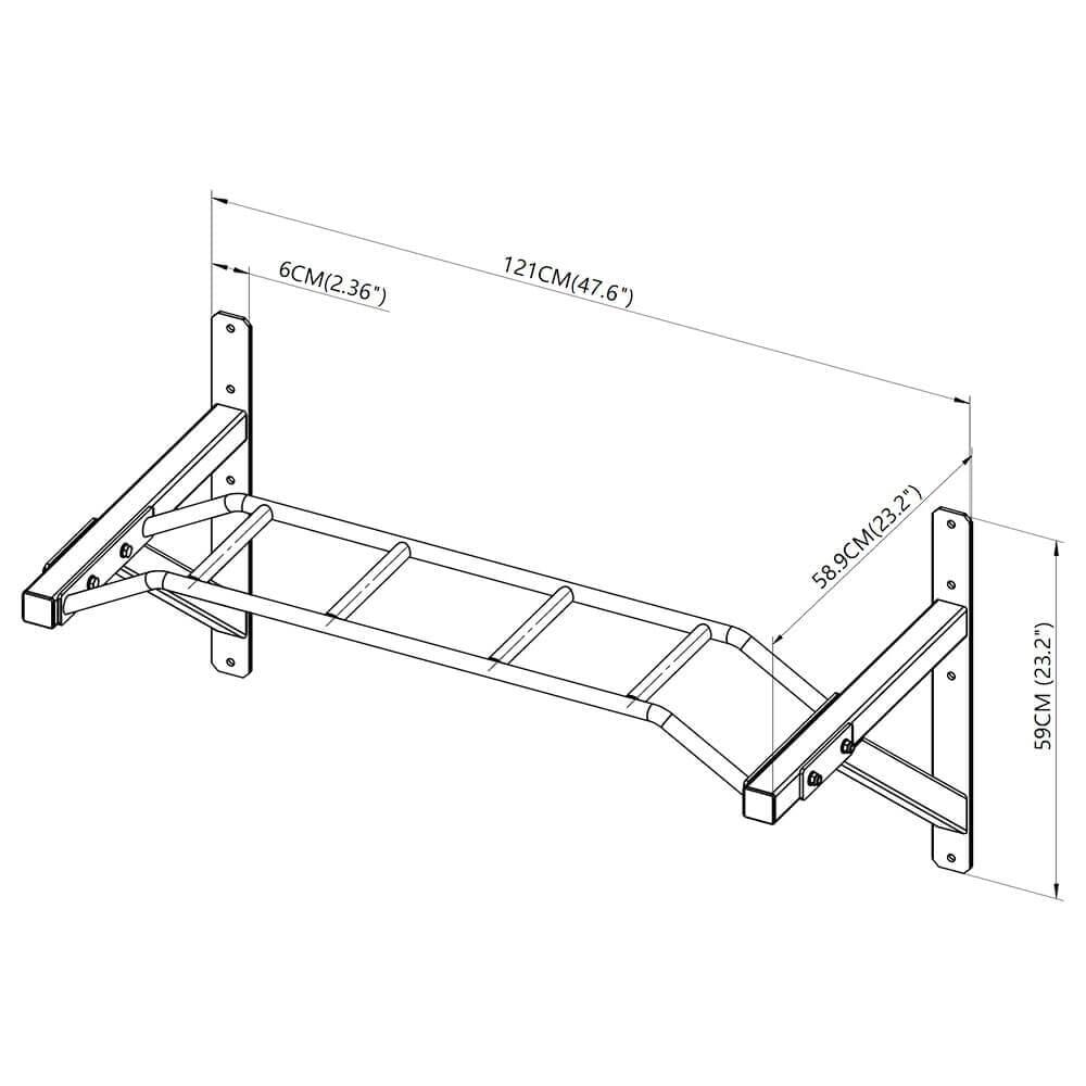 Top Fitness Wall Mounted Multi - Grip Pull Up Bar - Top Fitness Store