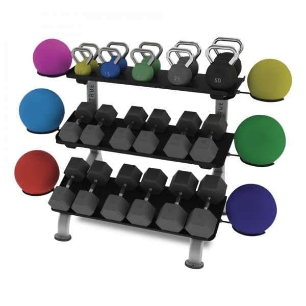 True Fitness Line 3 - Tier Flat Tray Dumbbell Rack (FS - 24) - Top Fitness Store