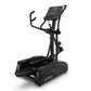Black TRUE M50 elliptical machine with digital display console, dual handles, and wide foot pedals on white background
