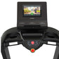 TRUE Performance 3000 black treadmill with dual handles, control console with red stop button, and touchscreen display showin