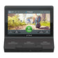 TRUE Performance 8000 treadmill display console showing running app interface with trail running scene and quick start button