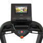 Black TRUE Performance 8000 treadmill with touchscreen display showing workout video, dual handles, and control buttons on wh