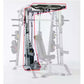 Tuffstuff Hi/Lo Pulley System with 200lb weight stack, black and gray frame with red outline highlight on white background