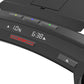 Black KICKR RUN smart treadmill with red cable attachment, LED display showing battery percentage and time, status indicator 