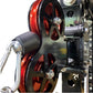 Warrior cable crossover pulley system with dual red and black wheels mounted on dark steel frame with metal lever handles and