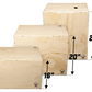 Three stacked natural wood plyo boxes with heights of 16 inches, 20 inches, and 24 inches, showing dimensions and metal corne