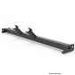 Black metal cable crossover attachment bar with dual adjustable clevis pins and mounting holes, shown on white background