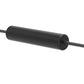 Black gas spring or pneumatic cylinder with mounting brackets on each end, shown on white background