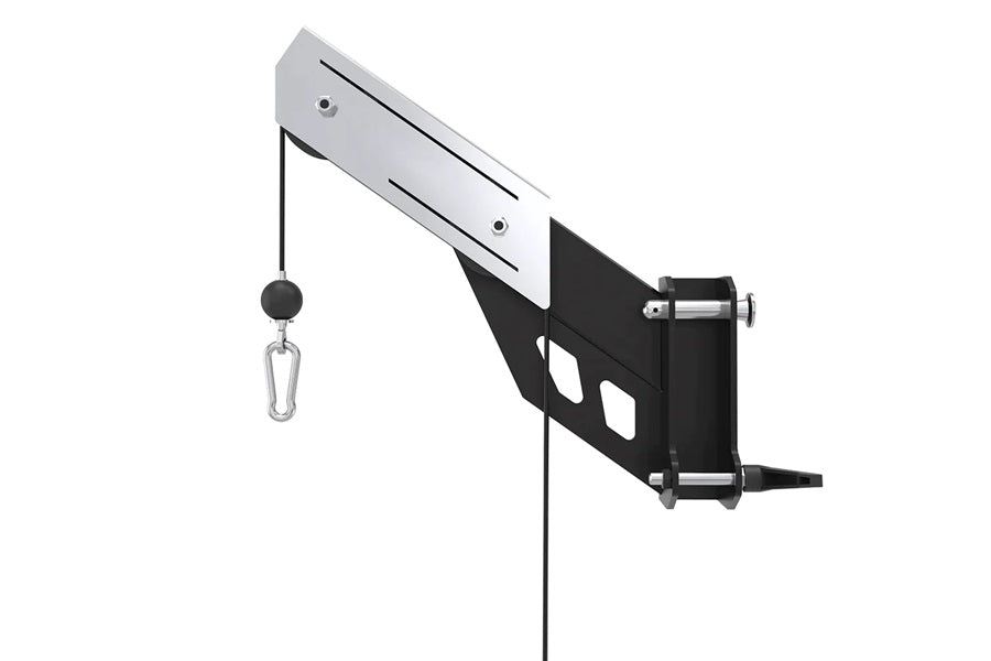 Warrior 901 power rack with cable pulley system, counter-balanced smith machine attachment, and pulley weight stack on white 