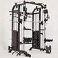 Warrior 801 functional trainer cable crossover home gym with smith machine in black and silver, shown from front angle on whi