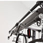 Warrior 801 functional trainer with dual cable crossover arms, metal frame, and chain attachments on white background