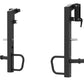 Black all-in-one power rack with cable pulley system, smith machine bar, and counter-balanced mechanism shown from front and 