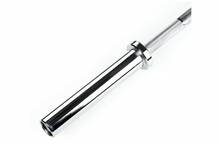 Warrior Space-Saver Chrome Bar in black and chrome with textured grip handle on white background
