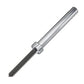 Warrior black zinc and chrome Olympic barbell with cylindrical chrome sleeve and black knurled grip on white background
