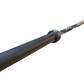 Warrior 6-bearing Olympic barbell with black cerakote finish and camouflage sleeve pattern on white background
