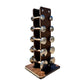 Warrior Luxury wood and stainless steel dumbbell tower set with five pairs of weights on white background