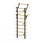 Warrior Swedish stall bars with natural wood rungs and black metal frame on white background