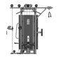 Warrior Deluxe Commercial Series 4-Stack Multi-Station Gym with gray metal frame, cable pulley system, and weight stack stati