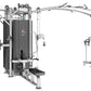 Warrior Deluxe Commercial Series 5-Stack Multi-Station Gym with black upholstered columns, silver metal frame, and multiple e
