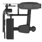 Black commercial biceps curl machine with padded arm rest, control panel with dial and buttons, and sturdy frame on white bac
