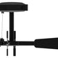 Black commercial cable seated row machine with adjustable seat, vertical supports, and handle attachment on white background