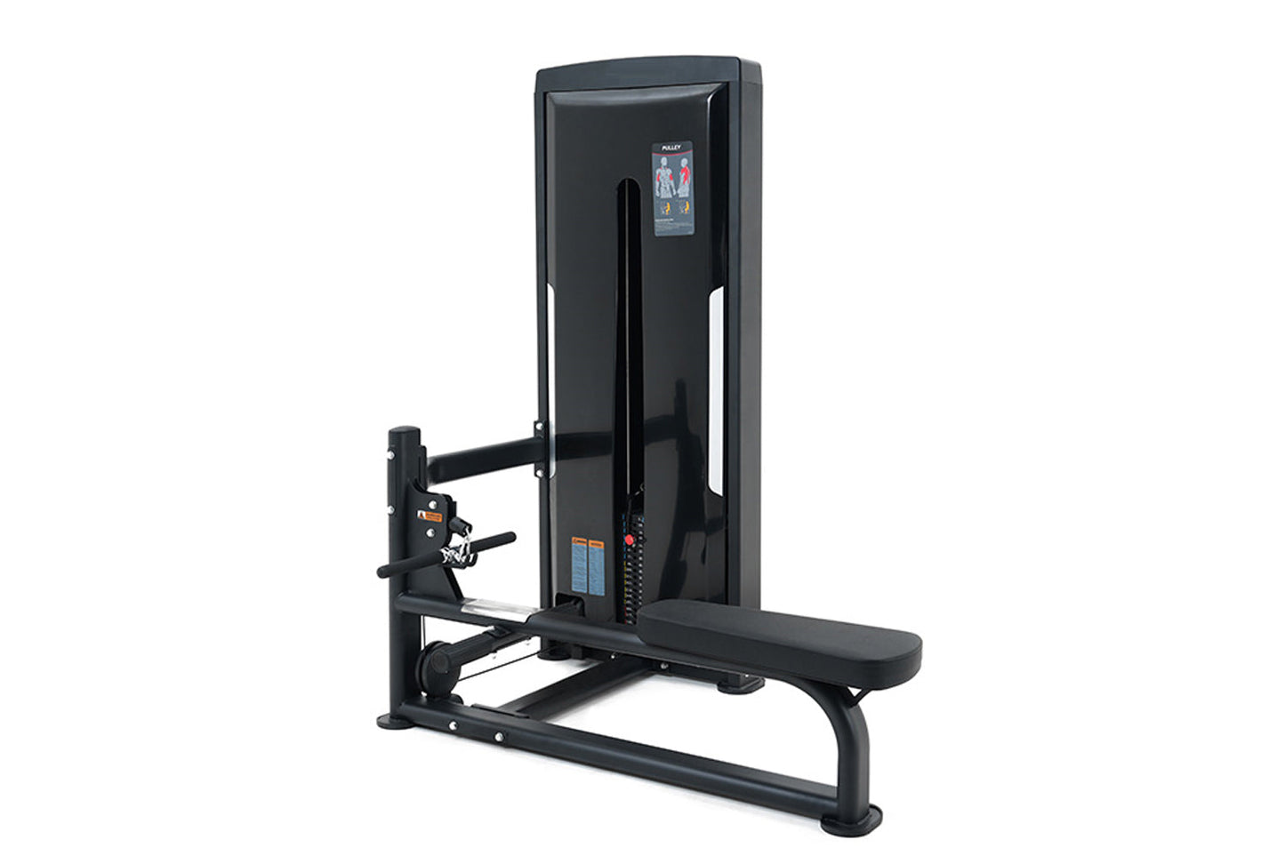 Black Warrior Pro commercial cable seated row machine with digital display, padded seat, and adjustable arm mechanism on whit