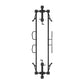 Black cable crossover machine with dual pulleys, handles, and weight pin slots on white background
