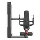 Black commercial dip press machine with padded seat, dual handles, and weight stack on white background