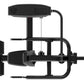 Black commercial dip press machine with dual hydraulic cylinders, vertical frame, and dual foot pedals on white background