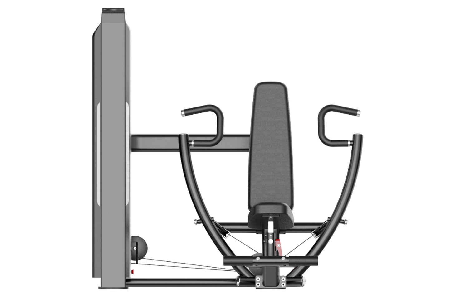 Warrior Pro Commercial Series ISO Chest Press machine with gray weight plate, black frame, padded seat, and dual handle bars 