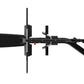 Black commercial lat pulldown and seated row machine with metal frame, black handles, and red adjustment pin on white backgro