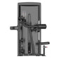 Black commercial lateral raise machine with digital display screen, dual handles, and instruction panel, viewed from front on