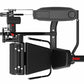 Black commercial leg curl and extension machine with red accents, featuring adjustable seat, padded leg rest, control panel, 