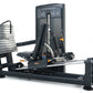 Warrior Elite Commercial Series black leg press and hack squat machine with orange accents, instruction panel, and footplate 